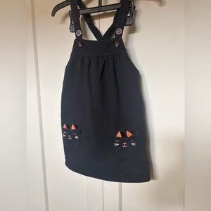 Carter's Black Cat Pocket Pinafore Jumper with Orange Ear Accents